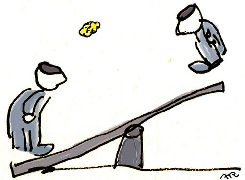 Cartoon: seesaw (medium) by ari tagged wippe,seesaw,spielgerät,gehirn,brain,schaukel,spielplatz,playground,teilen,austausch