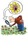 Cartoon: flower (small) by ari tagged mann,blume,natur,lupe,schrecken,wiese