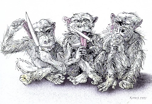 Cartoon: three monkeys (medium) by Rainer Ehrt tagged gag,communication,kommunikation,tierisch,tier,monkey,ape,affe