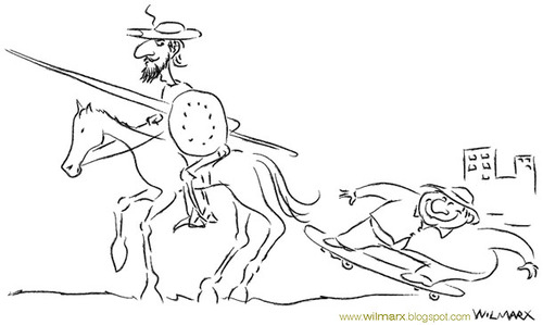 Cartoon: Dom Quixote and Sancho today (medium) by Wilmarx tagged behavior,don,quixote,sancho,panza