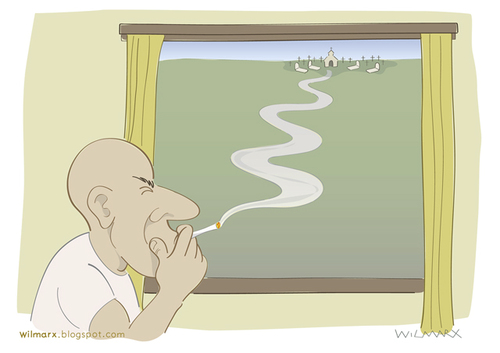 Cartoon: Heading to the cemetery (medium) by Wilmarx tagged tabaco