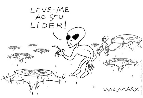 Cartoon: Take me to your leader (medium) by Wilmarx tagged allien,et,desmatamento,deforestation