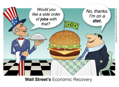 Cartoon: Dining with Wall Street (medium) by carol-simpson tagged wall,street,greed,unemployment,jobs