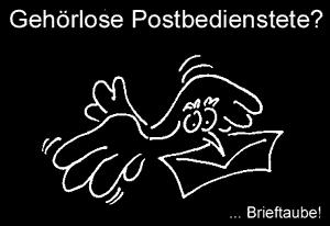 Cartoon: Brieftaube (medium) by Newbridge tagged scherzfrage,postbote,brieftaube,gehörlos