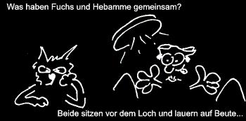 Cartoon: Fuchs und Hebamme (medium) by Newbridge tagged fuchs,hebamme,loch,lauern,baby,geburt