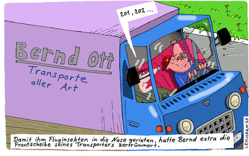 Cartoon: 201 (medium) by Leichnam tagged transporter,ott,frontscheibe,fluginsekten,bernd,leichnam,leichnamcartoon