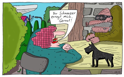 Cartoon: am Haus (medium) by Leichnam tagged am,haus,gernot,anschmachtung,liebelei,flirt,schnauzer,hund,tier,erregung