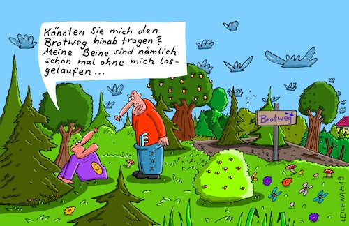 Cartoon: Am Wald (medium) by Leichnam tagged wald,leichnam,leichnamcartoon,tragen,anfrage,bitte,eigensinnig,beine,brotweg,hinab,hinunter,natur