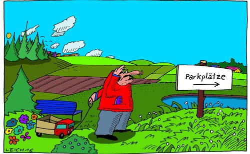 Cartoon: Ausschau (medium) by Leichnam tagged ausschau,parkplätze,automobil,spielzeug