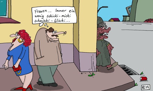 Cartoon: Begegnungen (medium) by Leichnam tagged begegnungen,frauen,schicki,micki,schminki,blinki,schabracke,um,die,ecke,sexy,gutaussehend