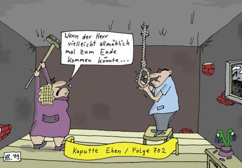 Cartoon: Besen VS Strick ... (medium) by Leichnam tagged ende,ehe,kaputt,strick,besen