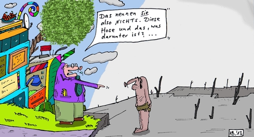 Cartoon: Das Nichts (medium) by Leichnam tagged nichts,hose,karg,ärmlich,bunt,reichtum,beamter