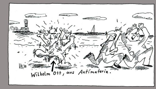 Cartoon: Der Wilhelm wieder ... (medium) by Leichnam tagged wilhelm,wieder,leichnam,antimaterie,materie,strand,gefährlich,todeszone