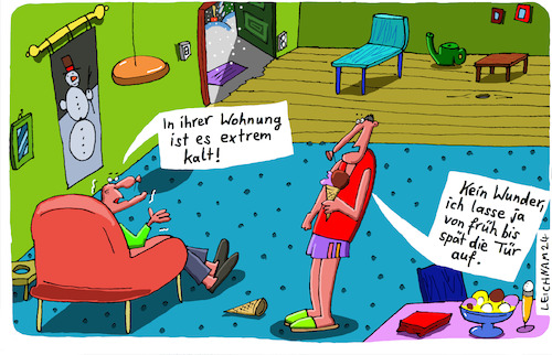 Cartoon: Die Wohnung (medium) by Leichnam tagged wohnung,kalt,leichnam,leichnamcartoon,extrem,tür,winter,winterzeit