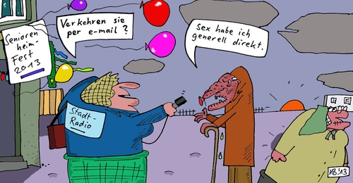 Cartoon: Festlichkeit (medium) by Leichnam tagged festlichkeit,seniorenheim,altenpflege,generell,direkt,verkehr,email,2013,stadtradio,opa,interview