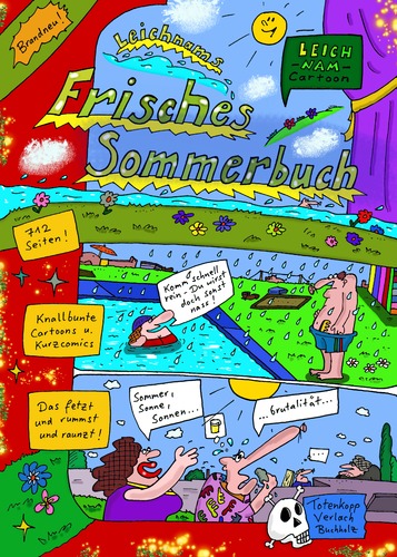 Cartoon: Frisches Sommerbuch (medium) by Leichnam tagged plantschen,schwimmen,hitze,freizeit,urlaub,wasser,freibad,sonne,sommer,titelbild,cover,sommerbuch,frisches