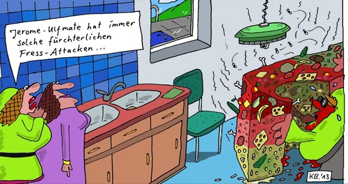Cartoon: fürchterlich (medium) by Leichnam tagged jerome,ulfmate,fressattacke,hunger