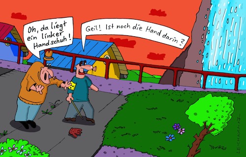 Cartoon: Fund (medium) by Leichnam tagged fund,handschuh,blind,leichnam,leichnamcartoon