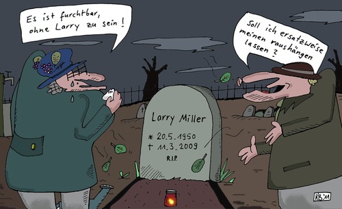 Cartoon: Furchtbar (medium) by Leichnam tagged furchtbar,grab,grabstein,trauer,witwe,larry,tod,totenacker,leichnam