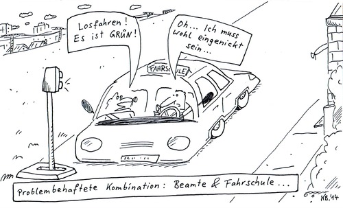 Cartoon: Grün (medium) by Leichnam tagged grün,ampel,losfahren,aufforderung,fahrschule,beamte,kombination,problem