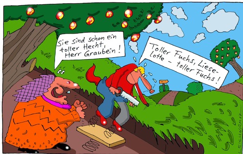 Cartoon: Herr (medium) by Leichnam tagged herr,graubein,dame,apfelbäume,toller,hecht,fuchs,lieselotte,sprungfedern,sprungbrett,leichnam,leichnamcartoon