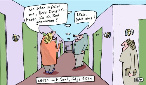 Cartoon: Hotel (medium) by Leichnam tagged hotel,frisch,bad,toilette,leichnam,bart,witz,dengler,frage,bewohner,flirt