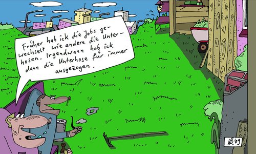 Cartoon: Jobs und Unterhosen (medium) by Leichnam tagged jobs,unterhosen,wechsel,altherrengespräch,arbeit,maloche