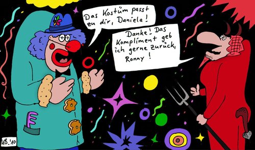 Cartoon: Kostüm (medium) by Leichnam tagged kostüm,daniela,ronny,kompliment,fasching