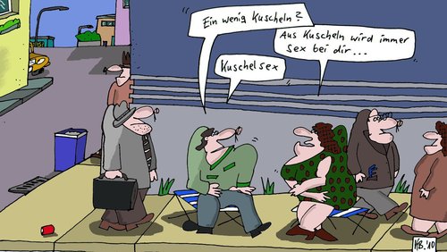 Cartoon: kuscheln (medium) by Leichnam tagged kuscheln,gehweg,anfrage