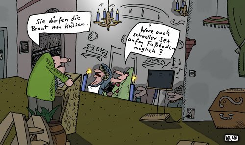 Cartoon: Mal wieder Heirat (medium) by Leichnam tagged heirat,hochzeit,ehe,kuss,küssen,braut,bräutigam,standesamt,leichnam
