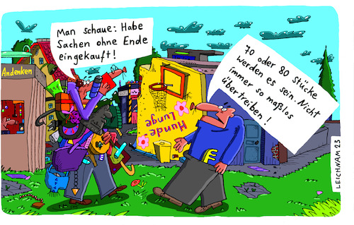 Cartoon: Mitbringsel (medium) by Leichnam tagged mitbringsel,leichnam,leichnamcartoon,andenken,urlaub,einkauf,übertreibung