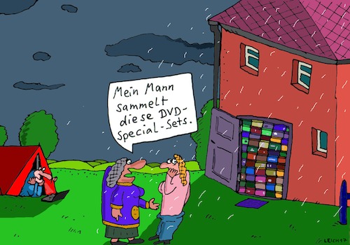Cartoon: Na da ... (medium) by Leichnam tagged na,da,special,dvd,sammler,zelt,regen,seichter,humor,tollhaus
