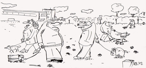 Cartoon: ohne Worte (medium) by Leichnam tagged hunde,park,spielzeug,kot,gegenbewegung