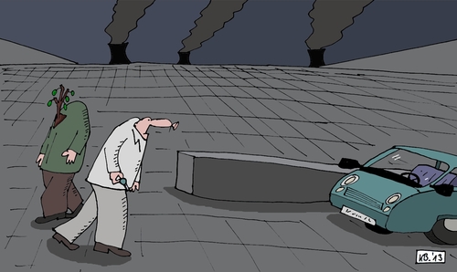 Cartoon: Ohne Worte (medium) by Leichnam tagged ohne,worte,betonwüste,trist,karg,umweltfeindlich,begegnung,natur,technik,verdrängung