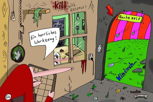 Cartoon: Rache 2 (medium) by Leichnam tagged rückschädel,siegling,muckmeier,leichnamcomic,elke,schausteller,geisterbahn,rummelplatz