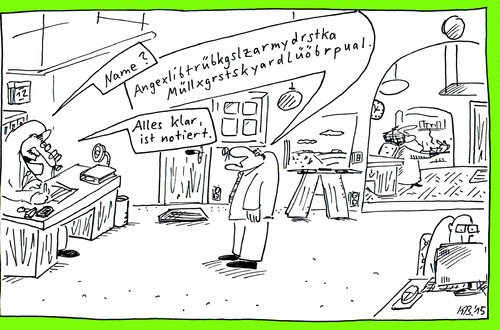 Cartoon: Sachbearbeiter (medium) by Leichnam tagged sachbearbeiter,alles,klar,ist,notiert,büro,unterlagen,name