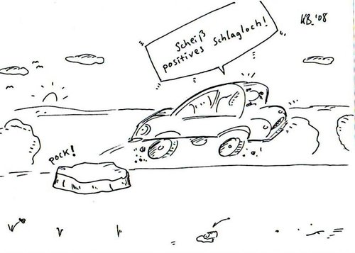Cartoon: Schlagi (medium) by Leichnam tagged schlagi,schlagloch,auto,hüpfer,leichnam,straße,schaden,positiv,sprung