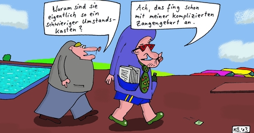 Cartoon: schwierig (medium) by Leichnam tagged warum,schwierig,umstandskasten,kompliziert,zangengeburt