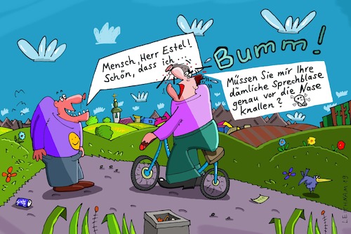 Cartoon: Smilie-Man (medium) by Leichnam tagged smilie,man,herr,estel,sprechblase,nase,unfall,fahrrad,knallen,krachen,bumm,leichnam,leichnamcartoon