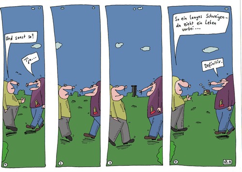Cartoon: Spazierende Herren (medium) by Leichnam tagged spaziergang,herren,spazierende,philosophie,leben,schweigen,leichnam,definitiv,alltag