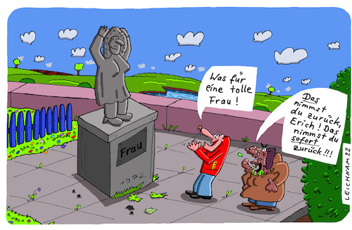 Cartoon: Standbild (medium) by Leichnam tagged standbild,statue,leichnam,leichnamcartoon,frau,toll,erich,ehe
