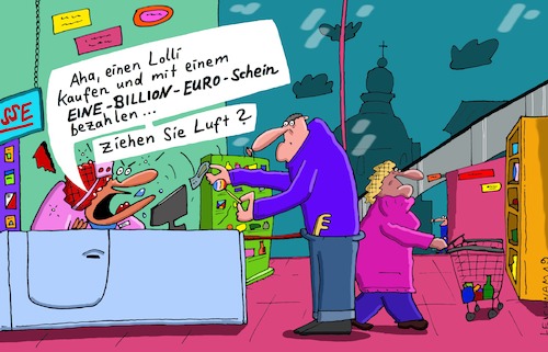 Cartoon: Supermarkt (medium) by Leichnam tagged supermarkt,einkauf,billion,lolli,süßigkeit,kasse,leichnam,leichnamcartoon