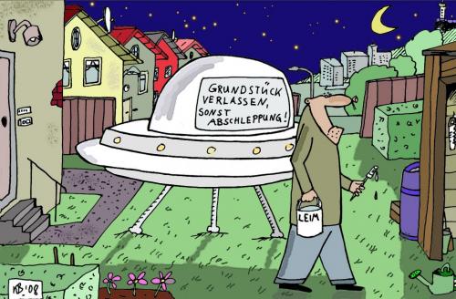 Cartoon: UFO im Vorgarten (medium) by Leichnam tagged ufo,vorgarten