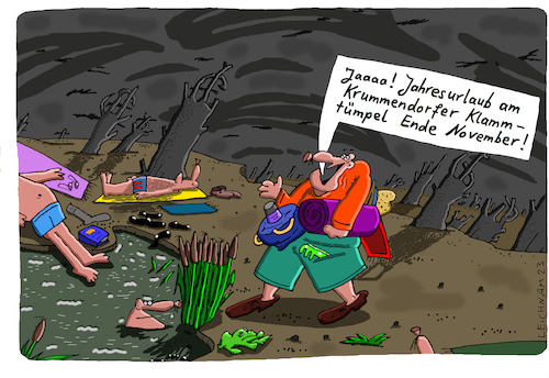 Cartoon: Urlaub (medium) by Leichnam tagged urlaub,jahresurlaub,tümpel,gewässer,leichnam,leichnamcartoon,erholung