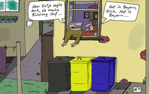 Cartoon: Wenn Töchter älter werden (medium) by Leichnam tagged töchter,älter,flügge,katja,erich,hof,hinterhof,bayern