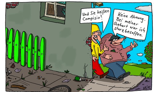 Cartoon: zwei Herren (medium) by Leichnam tagged zwei,herren,campisio,name,keine,ahnung,geburt,sturzbesoffen
