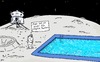 Cartoon: Mond (small) by Leichnam tagged mond,astronaut,landung,freibad,sommer,sonne,hitze,plantschen