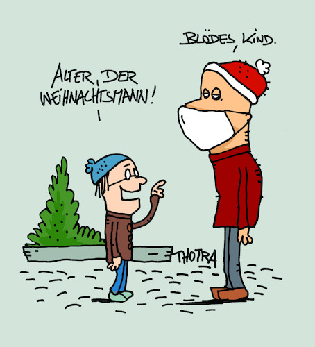 Cartoon: Weihnachtsmann (medium) by Trantow tagged weihnachten,weihnachtsmann,kind,winter,maske,corona,pandemie,virus,weihnachten,weihnachtsmann,kind,winter,maske,corona,pandemie,virus