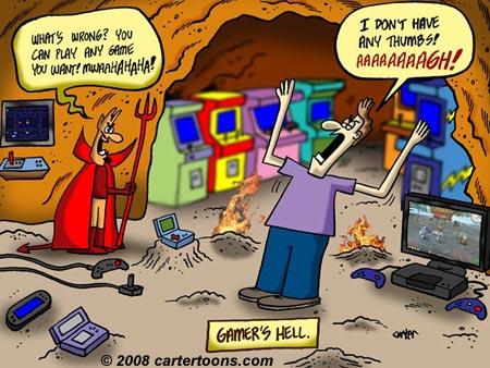 Cartoon: Gamer Hell (medium) by cartertoons tagged gamer,gaming,video,games,hell