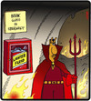 Cartoon: Hell Emergencies (small) by cartertoons tagged heaven,hell,fire,emergencies,devil,container,gasoline